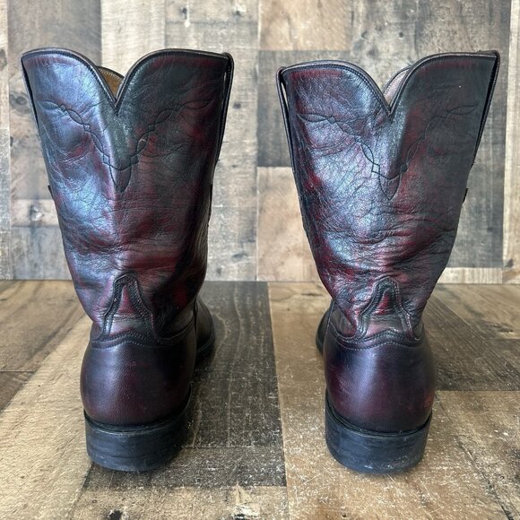 Lucchese Classics P0374 Black Cherry Roper Western Cowboy Boots Mens 10.5 EE - Picture 8 of 12